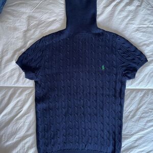 Ralph Lauren Polo Navy Blue Cable Knit Turtleneck Sweater Vest